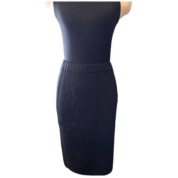 St. John Knit Metallic Knit Pencil Skirt, Black, size 2 - Picture 4 of 14